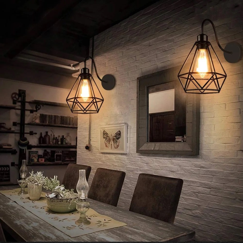 Metal Cage Frame Classic Retro Wall Night Lamp