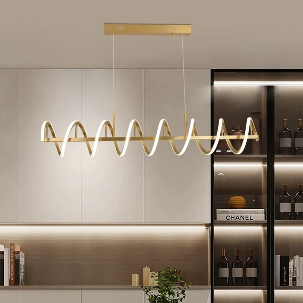 Spiral Gold LED Pendant Chandelier