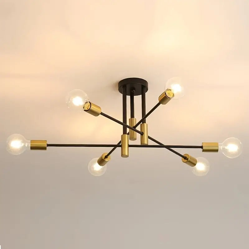 Modern Black & Golden Pendant Light - 4/6 Bulb Ceiling Fixture