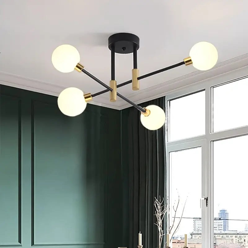 Modern Black & Golden Pendant Light - 4/6 Bulb Ceiling Fixture