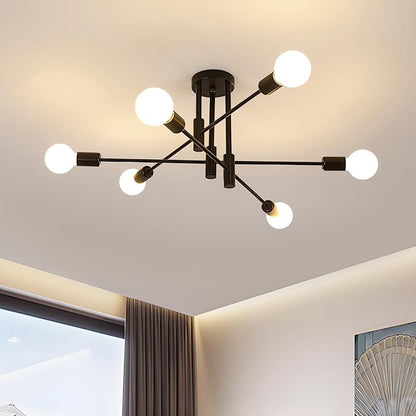 Modern Black & Golden Pendant Light - 4/6 Bulb Ceiling Fixture