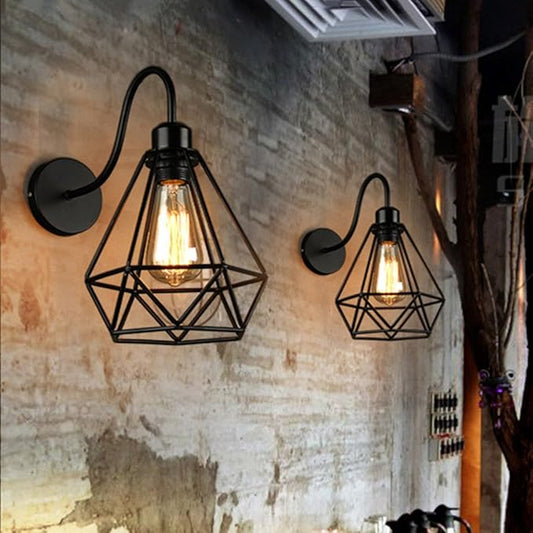 Metal Cage Frame Classic Retro Wall Night Lamp