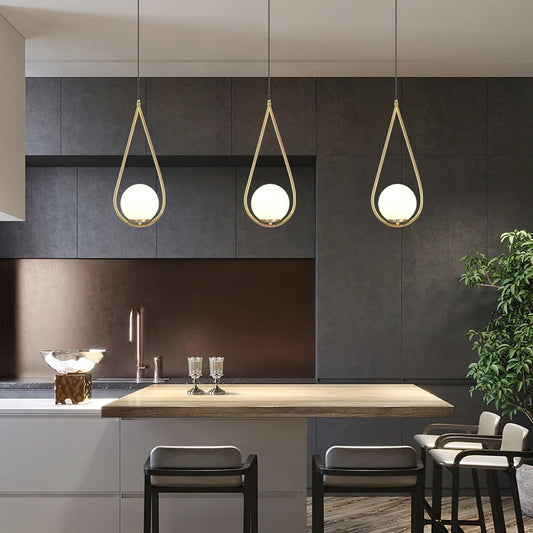 Modern Brass Globe Pendant Light