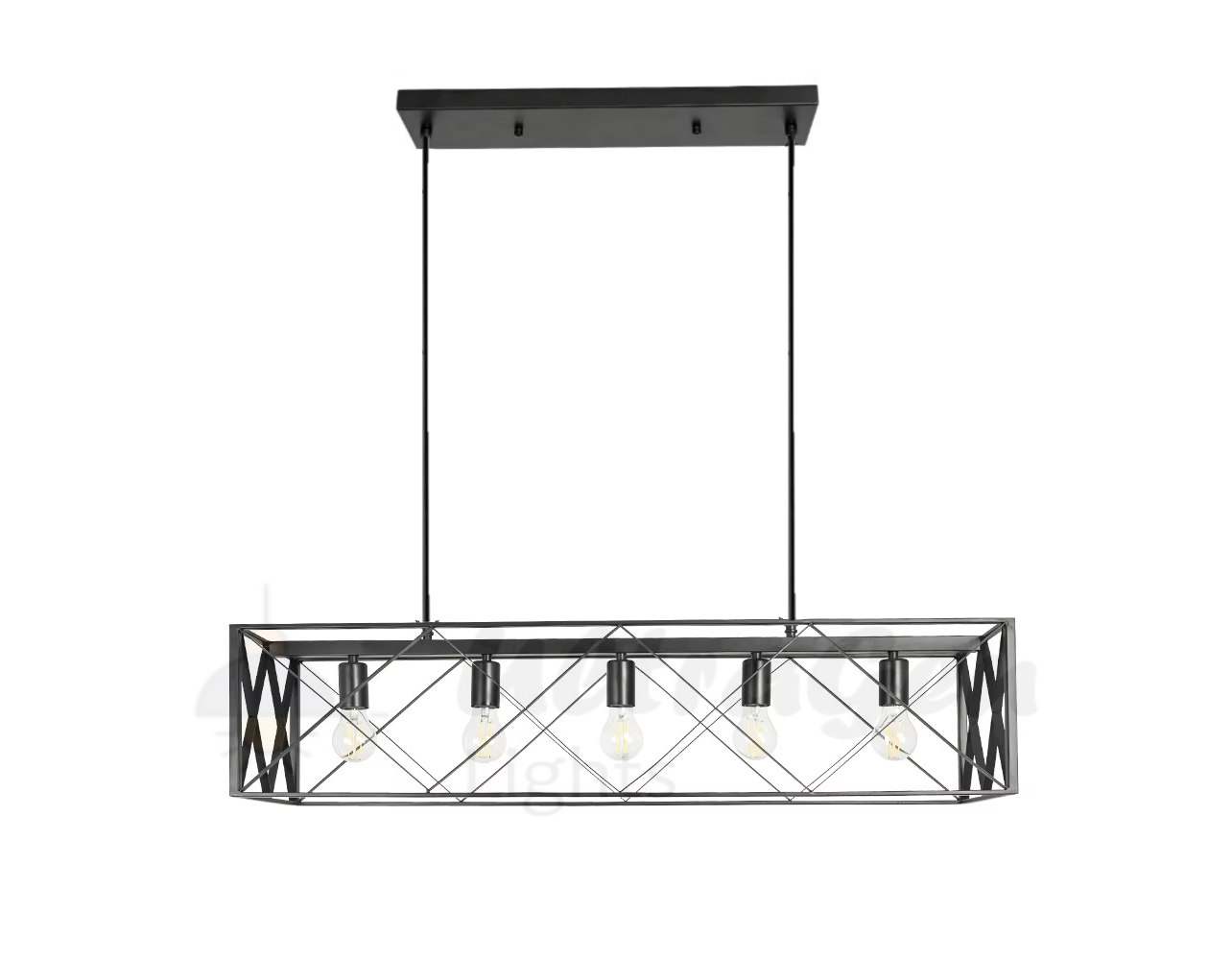 5-in-1 Metal Cage Hanging Chandelier
