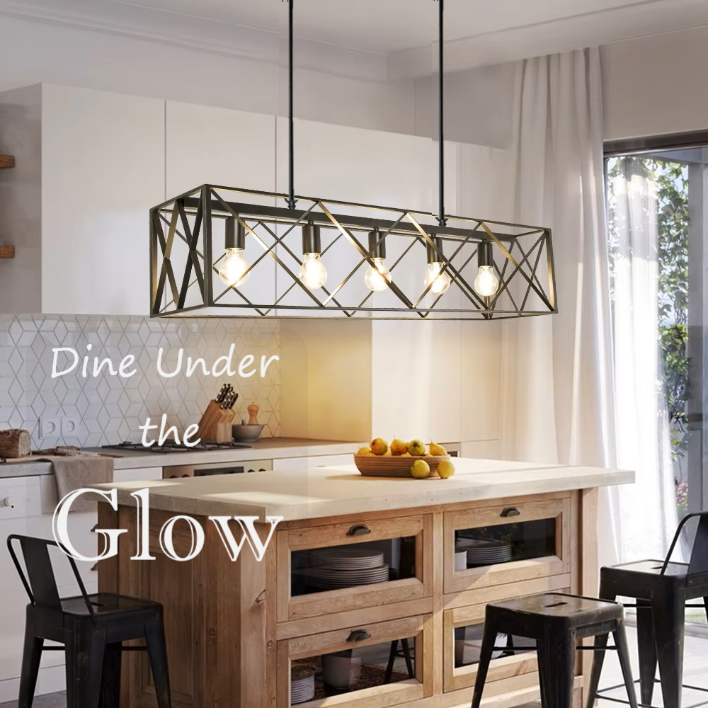 5-in-1 Metal Cage Hanging Chandelier