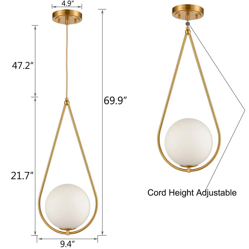 Modern Brass Globe Pendant Light